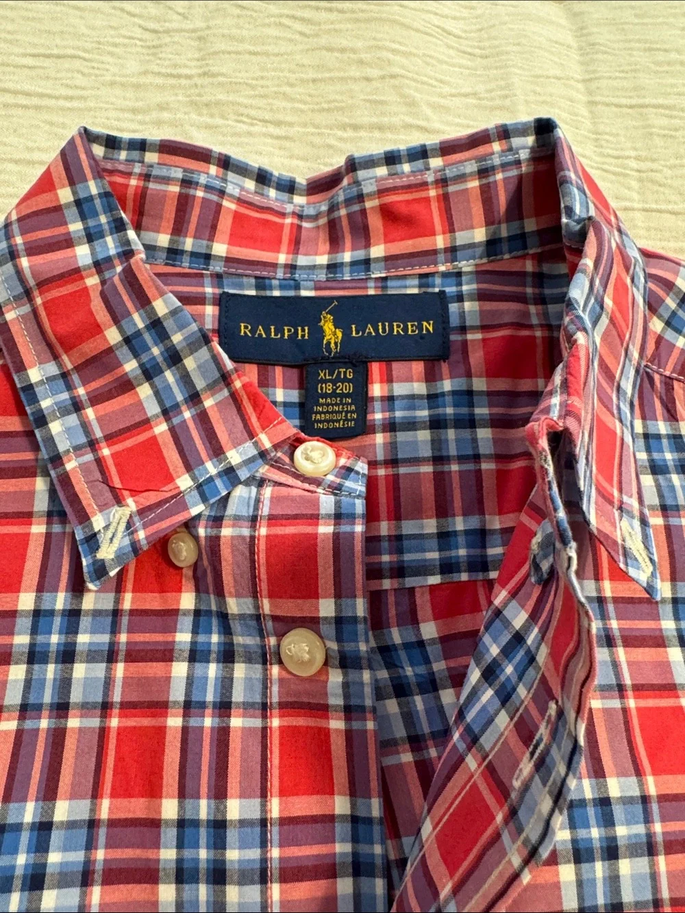 Ralph Lauren Red and Blue Plaid Button-Down Shirt
